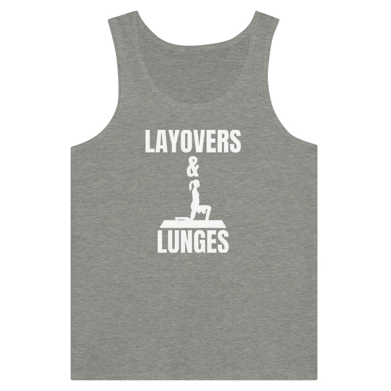 Layovers & Lunges Athletic Tank - road warrior travel fitness apparel by Dumbbells & Hotels