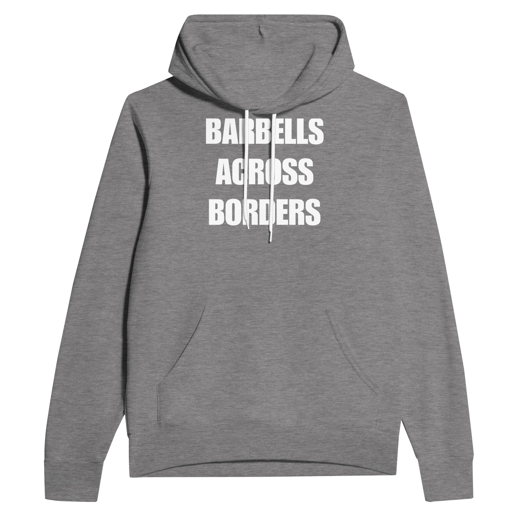 Barbells Across Borders travel hoodie — veteran-designed, soft sponge fleece, wrinkle-resistant for the hotel gym | Dumbbells & Hotels