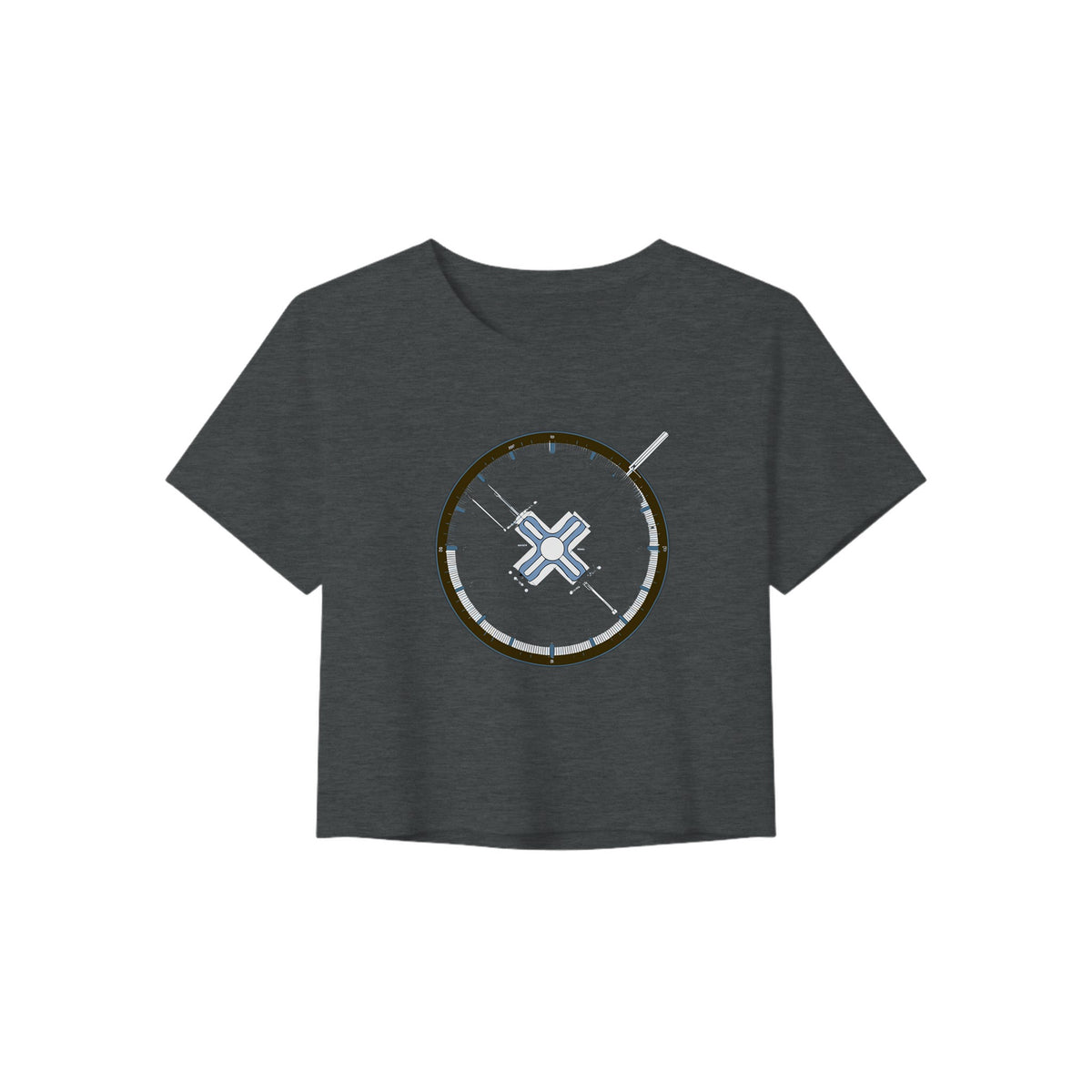 Flight-Tested Standard Crop Tee | Dumbbells & Hotels - Flight-Tested Standard design, crop tee product photo