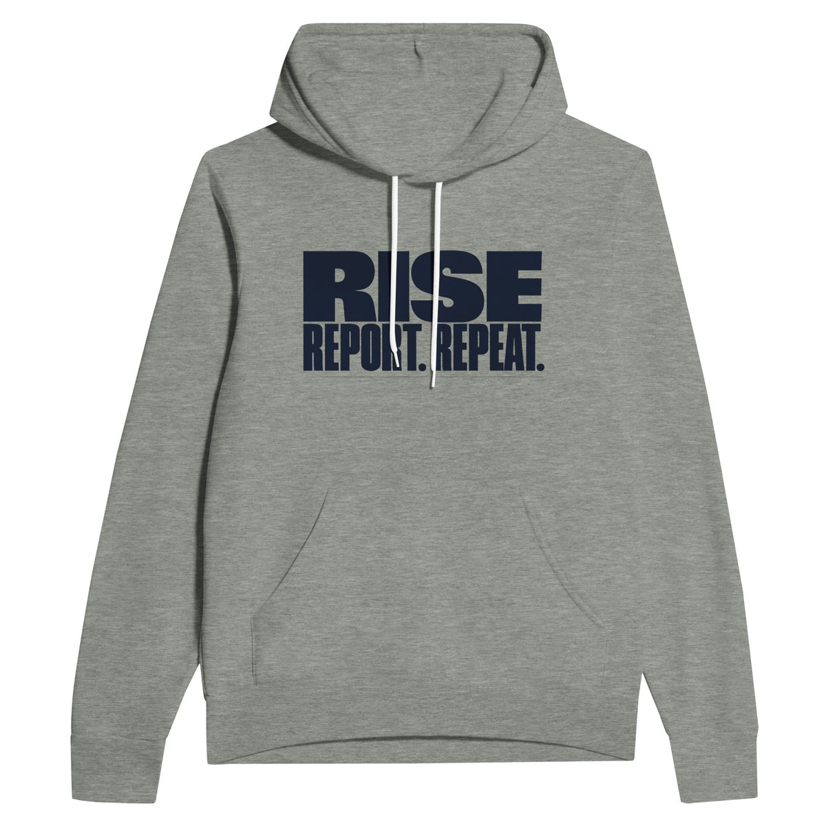 Rise. Report. Repeat. Hoodie | Dumbbells & Hotels - Rise. Report. Repeat. design, hoodie product photo