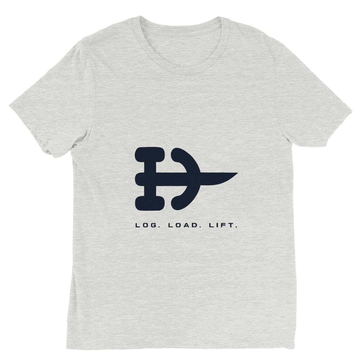 Log. Load. Lift. Tee | Dumbbells & Hotels - Log. Load. Lift. design, tee flat lay