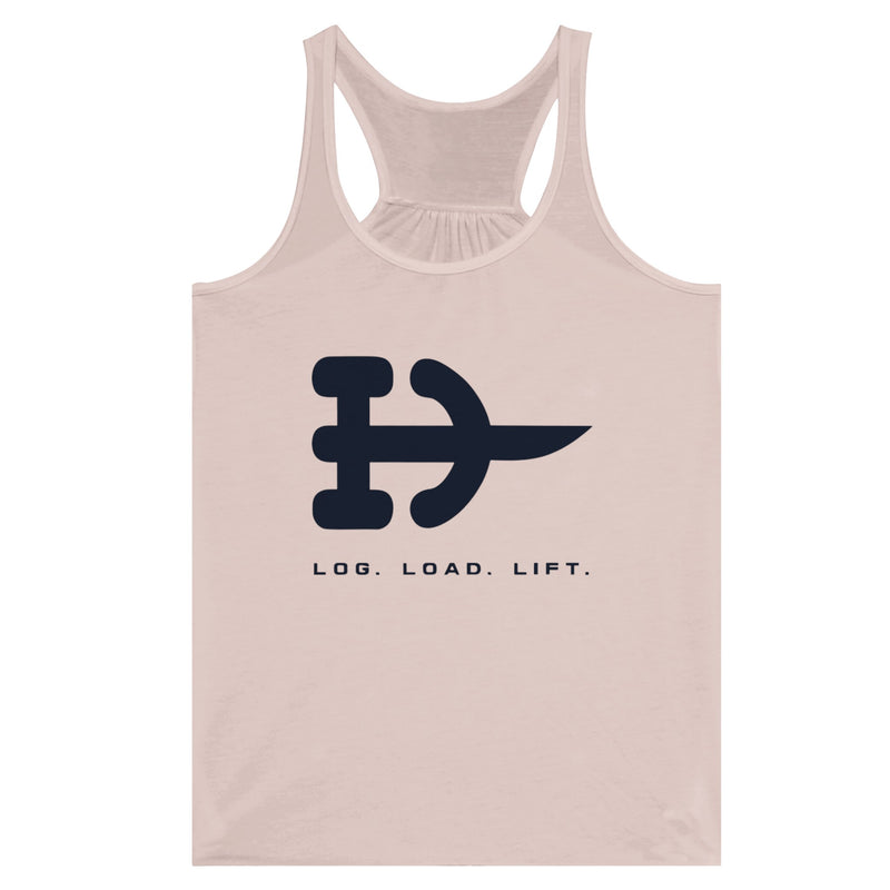 Log. Load. Lift. Racerback | Dumbbells & Hotels - Log. Load. Lift. design, racerback product photo