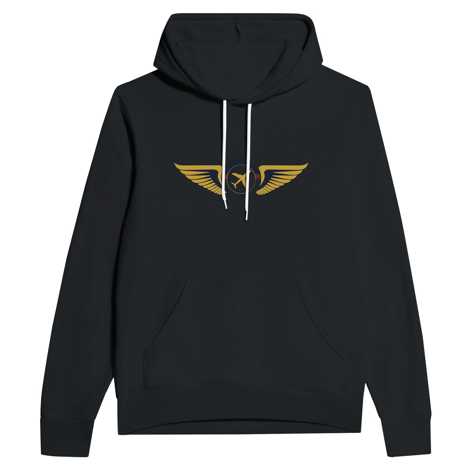 Aviator Wings unisex sponge fleece layover hoodie, detail view 5 — Dumbbells & Hotels