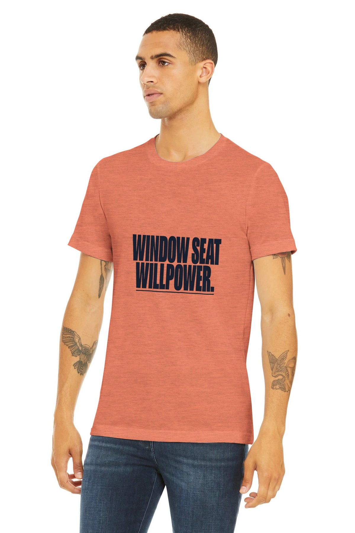 Window Seat Willpower Tee | Dumbbells & Hotels - Window Seat Willpower. design, tee product photo
