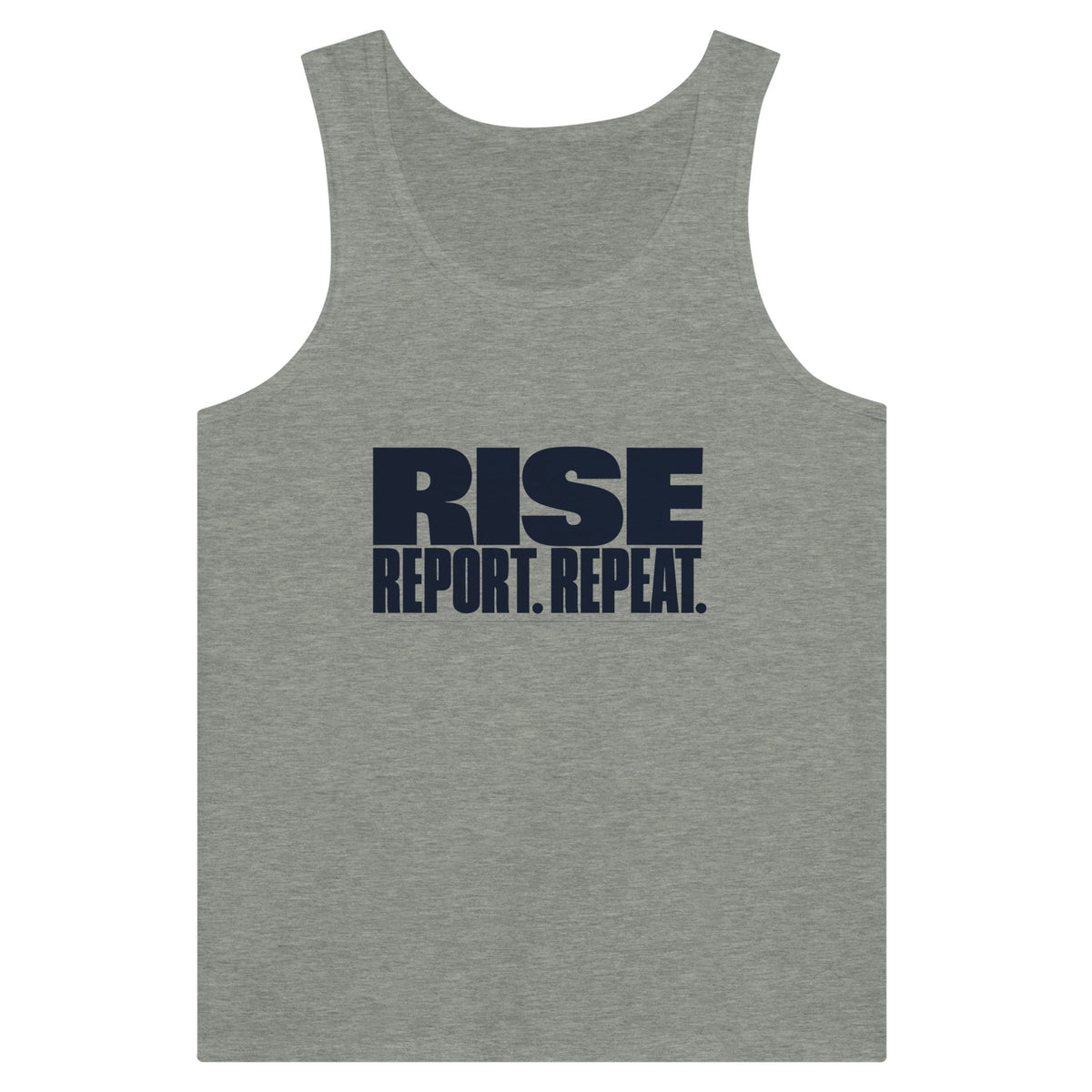 Rise. Report. Repeat. Tank | Dumbbells & Hotels - Rise. Report. Repeat. design, tank product photo