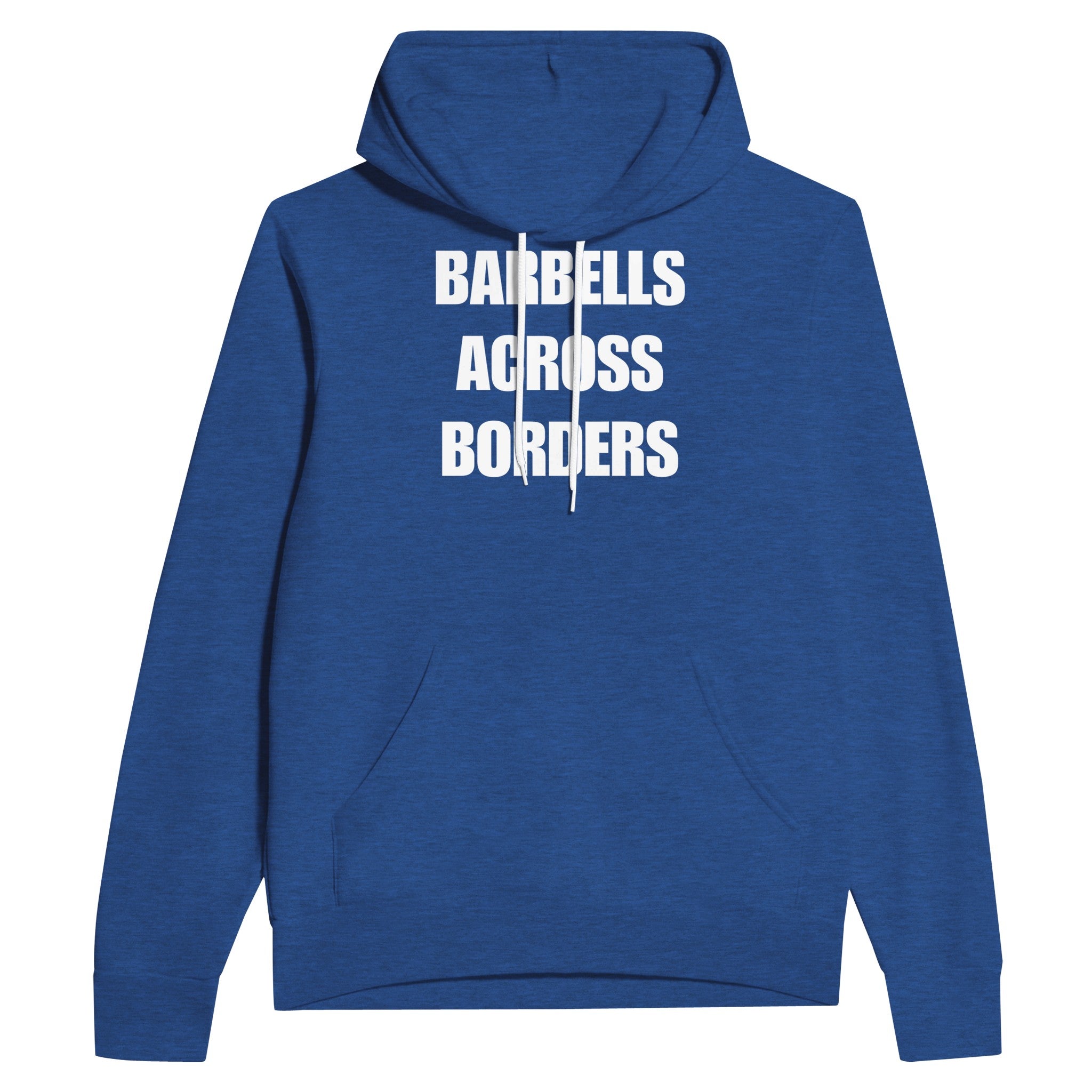 Barbells Across Borders travel hoodie — road warrior training in the hotel gym | Dumbbells & Hotels