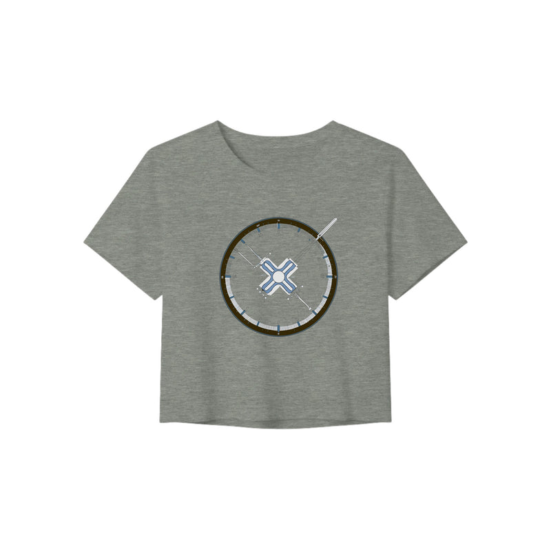 Flight-Tested Standard Crop Tee | Dumbbells & Hotels - Flight-Tested Standard design, crop tee product photo