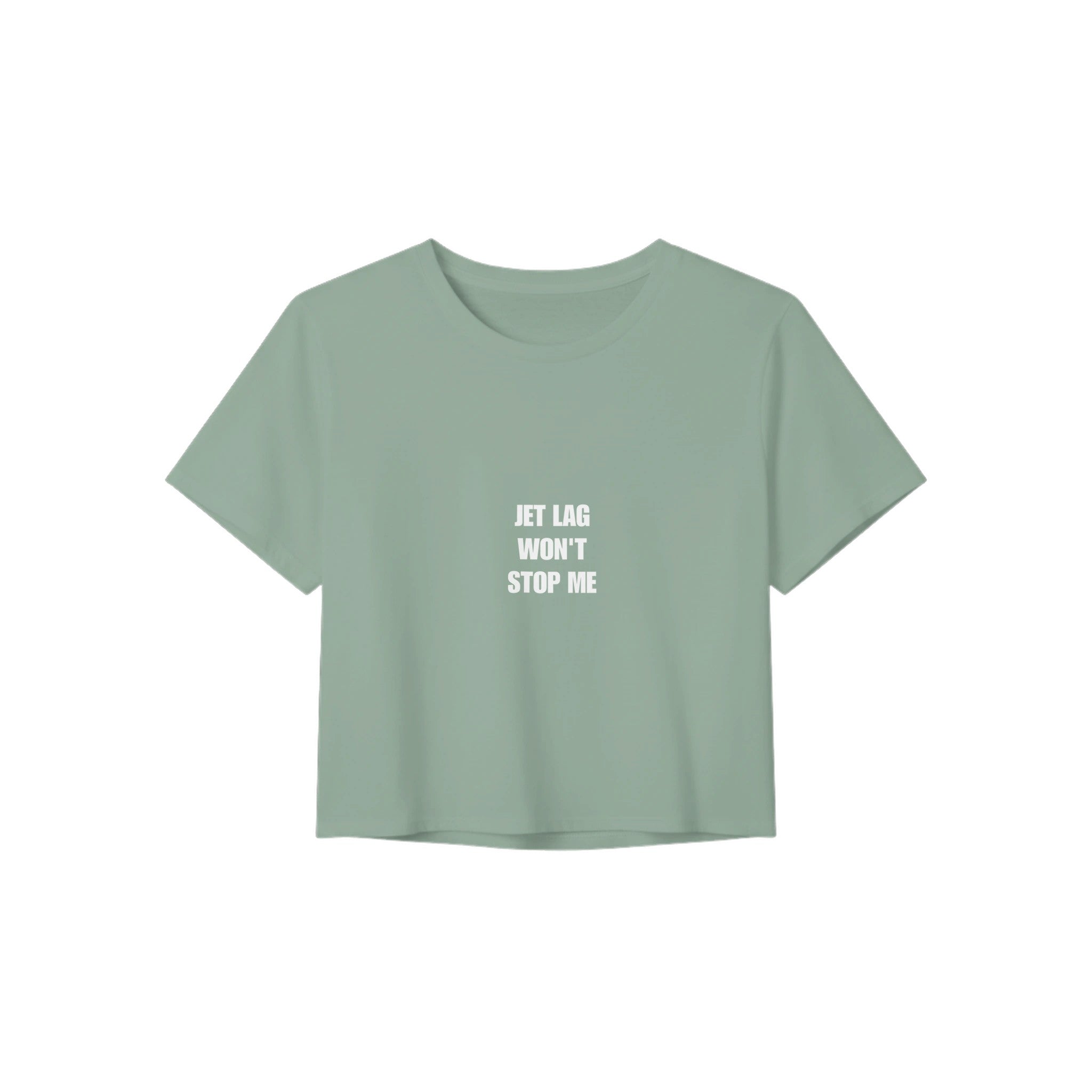 Jet Lag Won't Stop Me crop tee, Dumbbells & Hotels layover crop tee