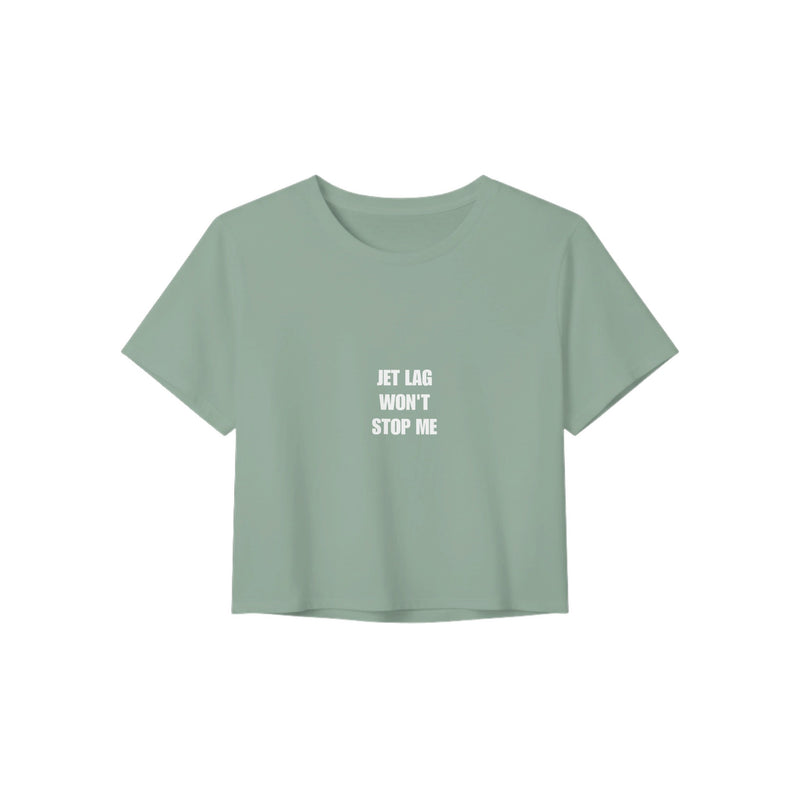 Jet Lag Won't Stop Me crop tee, Dumbbells & Hotels layover crop tee