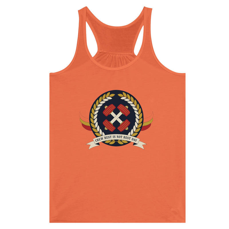 Crew Rest Is Not Rest Day. Racerback | Dumbbells & Hotels - Crew Rest Is Not Rest Day. design, racerback product photo