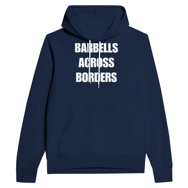 Barbells Across Borders travel hoodie — layover-ready capsule-wardrobe apparel designed by pilots | Dumbbells & Hotels