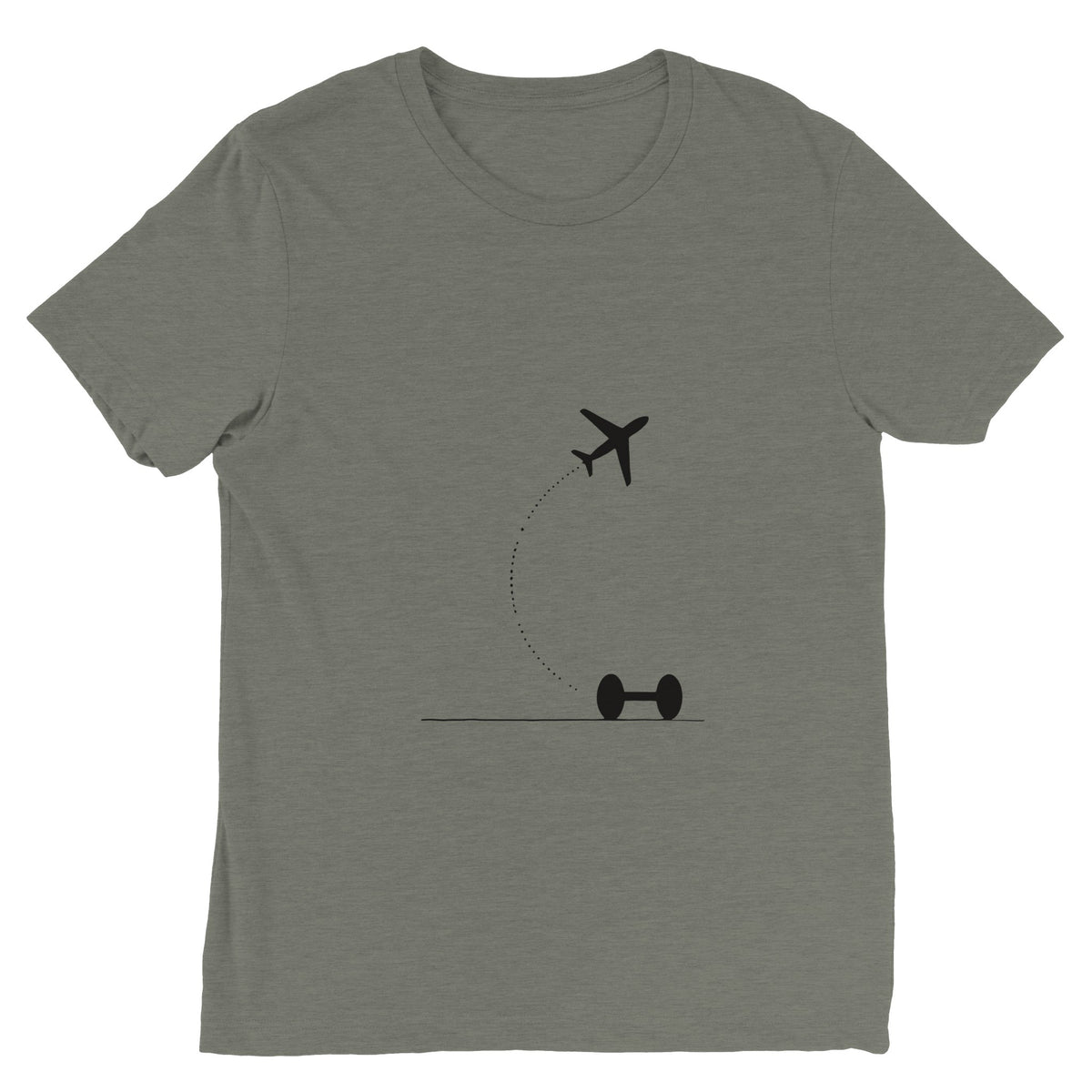 Hotel Key, Fitness Key design flat lay on Grey Triblend unisex tee - Dumbbells & Hotels
