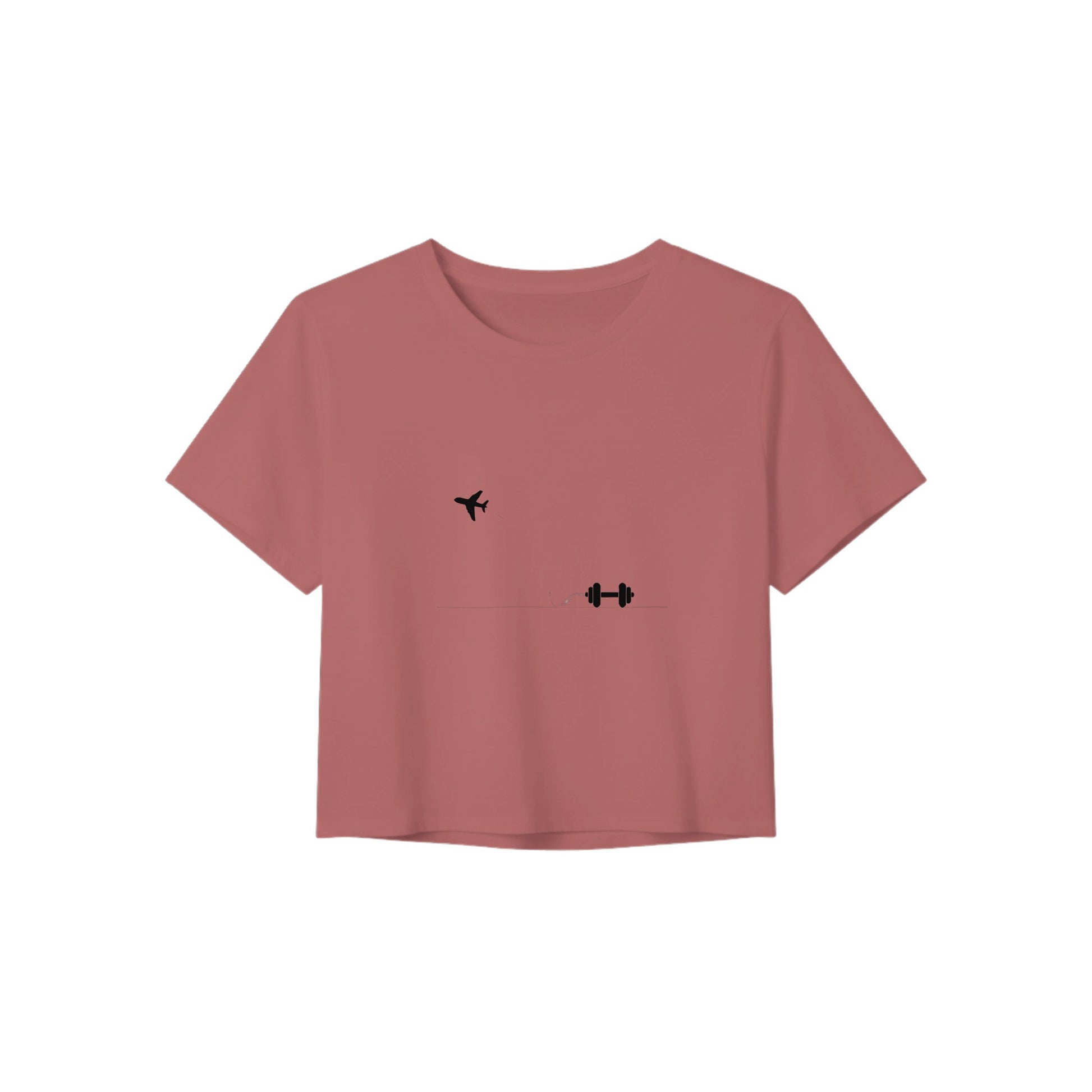 Boardroom Bound Body women's travel crop tee by Dumbbells & Hotels — view 7