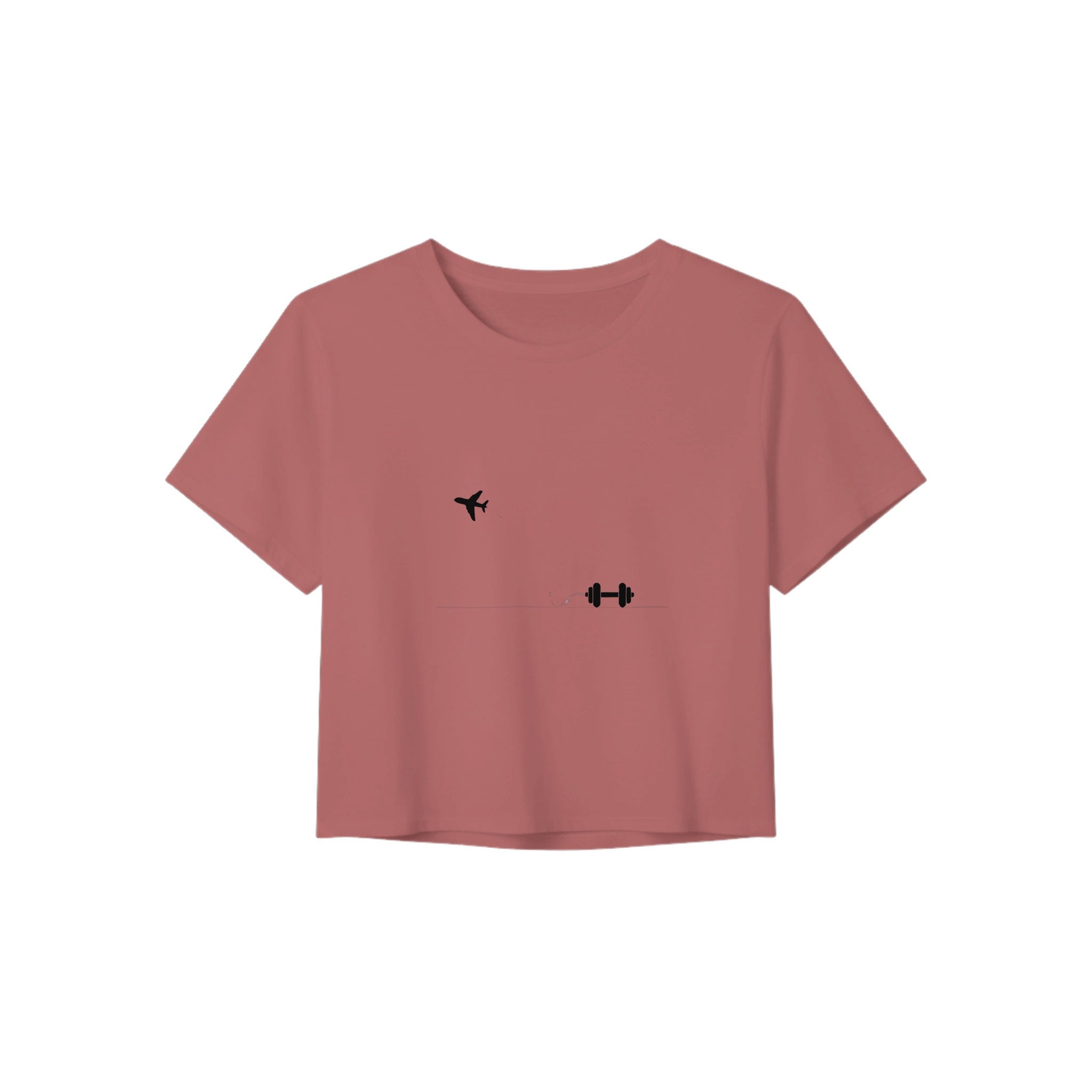 Boardroom Bound Body women's travel crop tee by Dumbbells & Hotels — view 7