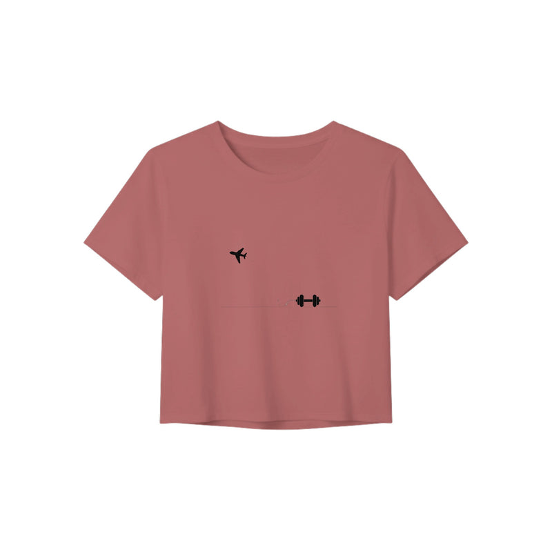 Boardroom Bound Body women's travel crop tee by Dumbbells & Hotels — view 7