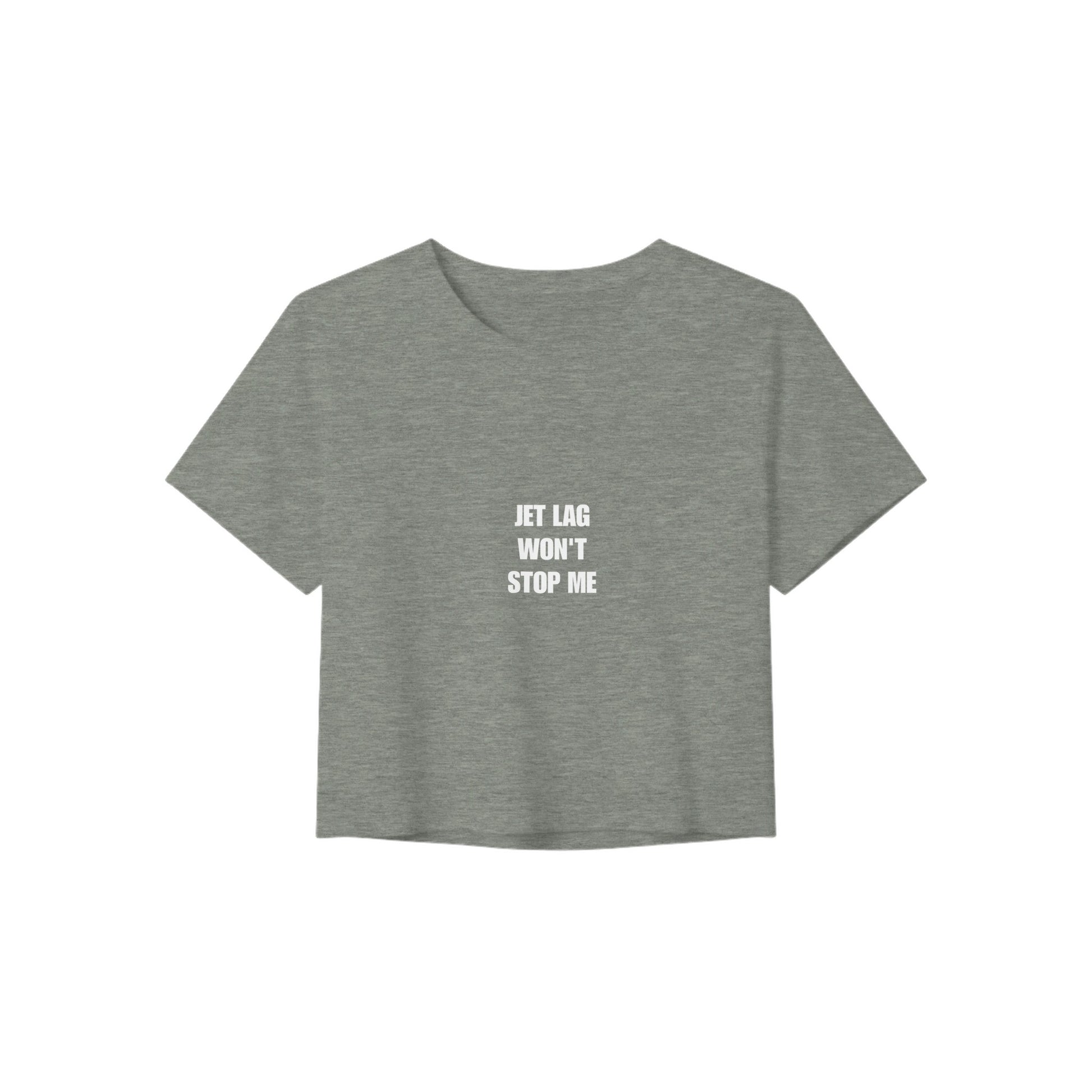 Jet Lag Won't Stop Me crop tee, Dumbbells & Hotels layover crop tee