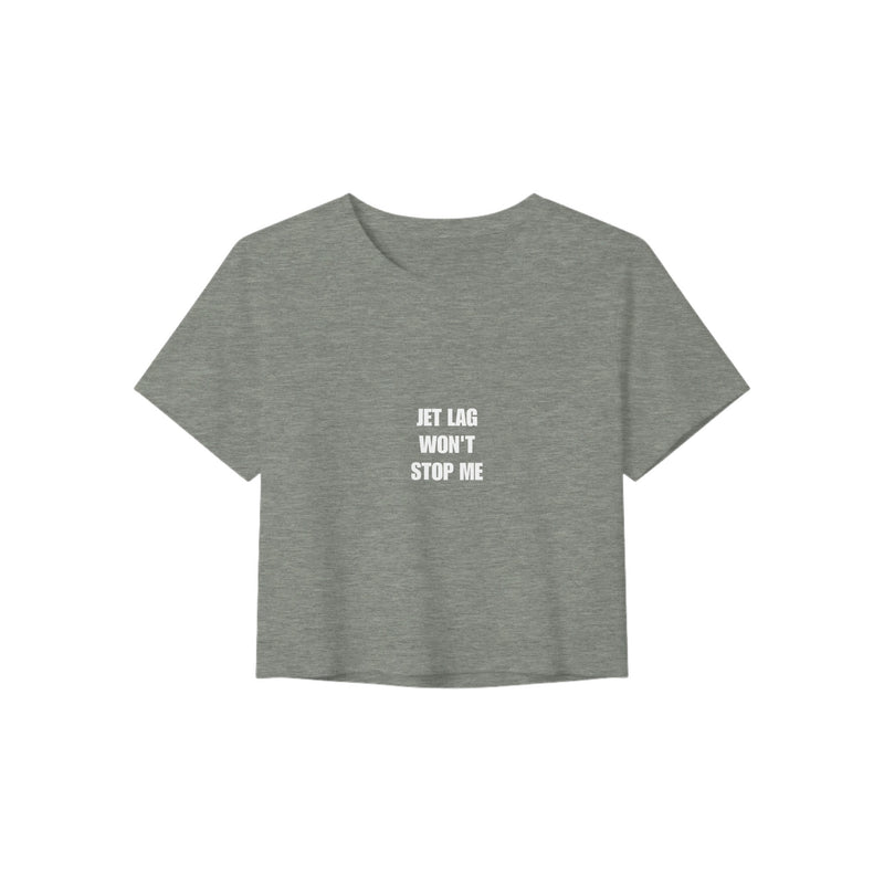 Jet Lag Won't Stop Me crop tee, Dumbbells & Hotels layover crop tee