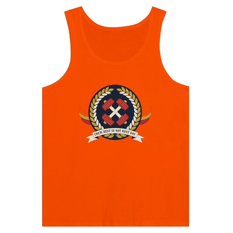 Crew Rest Is Not Rest Day. Tank | Dumbbells & Hotels - Crew Rest Is Not Rest Day. design, tank product photo