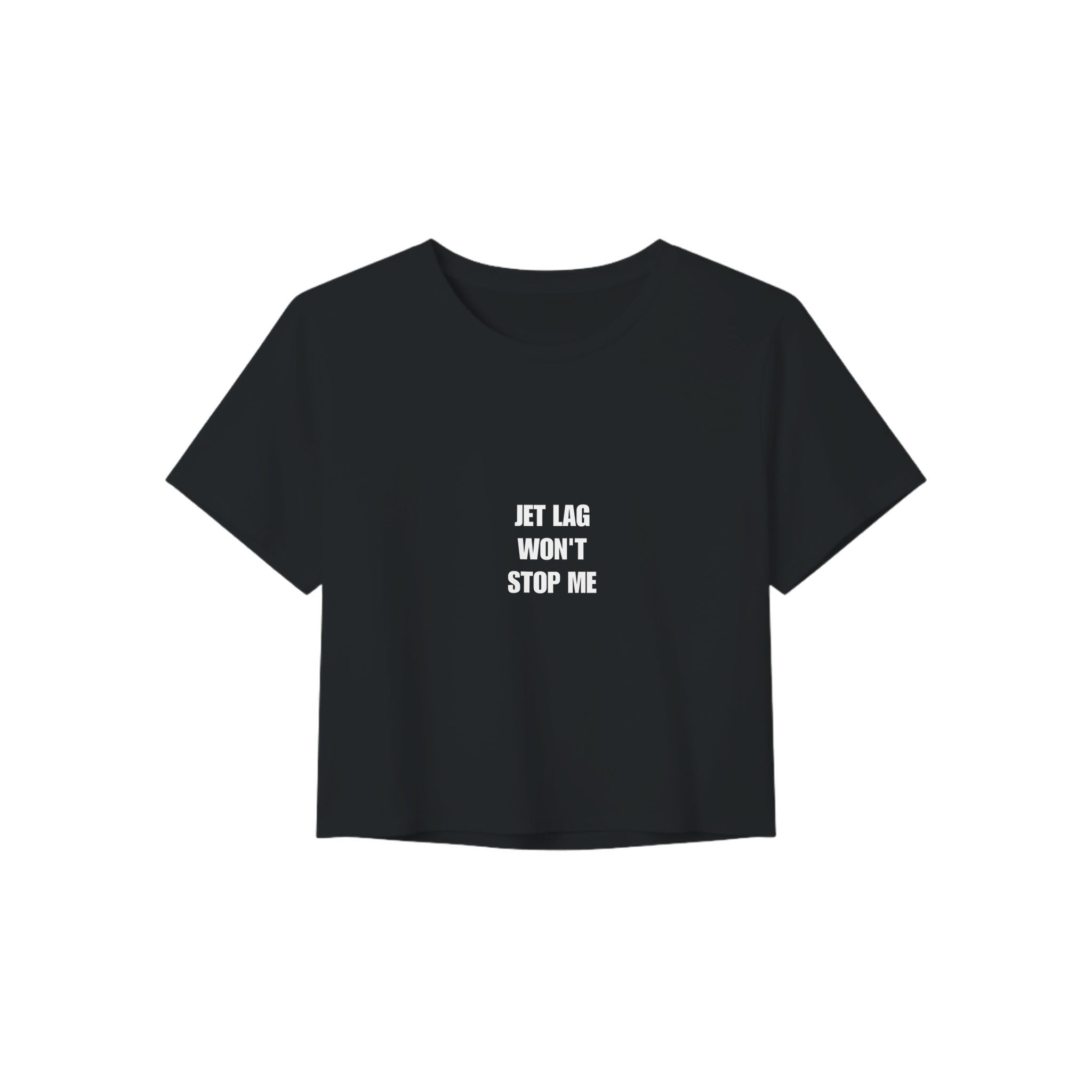 Jet Lag Won't Stop Me crop tee, Dumbbells & Hotels layover crop tee