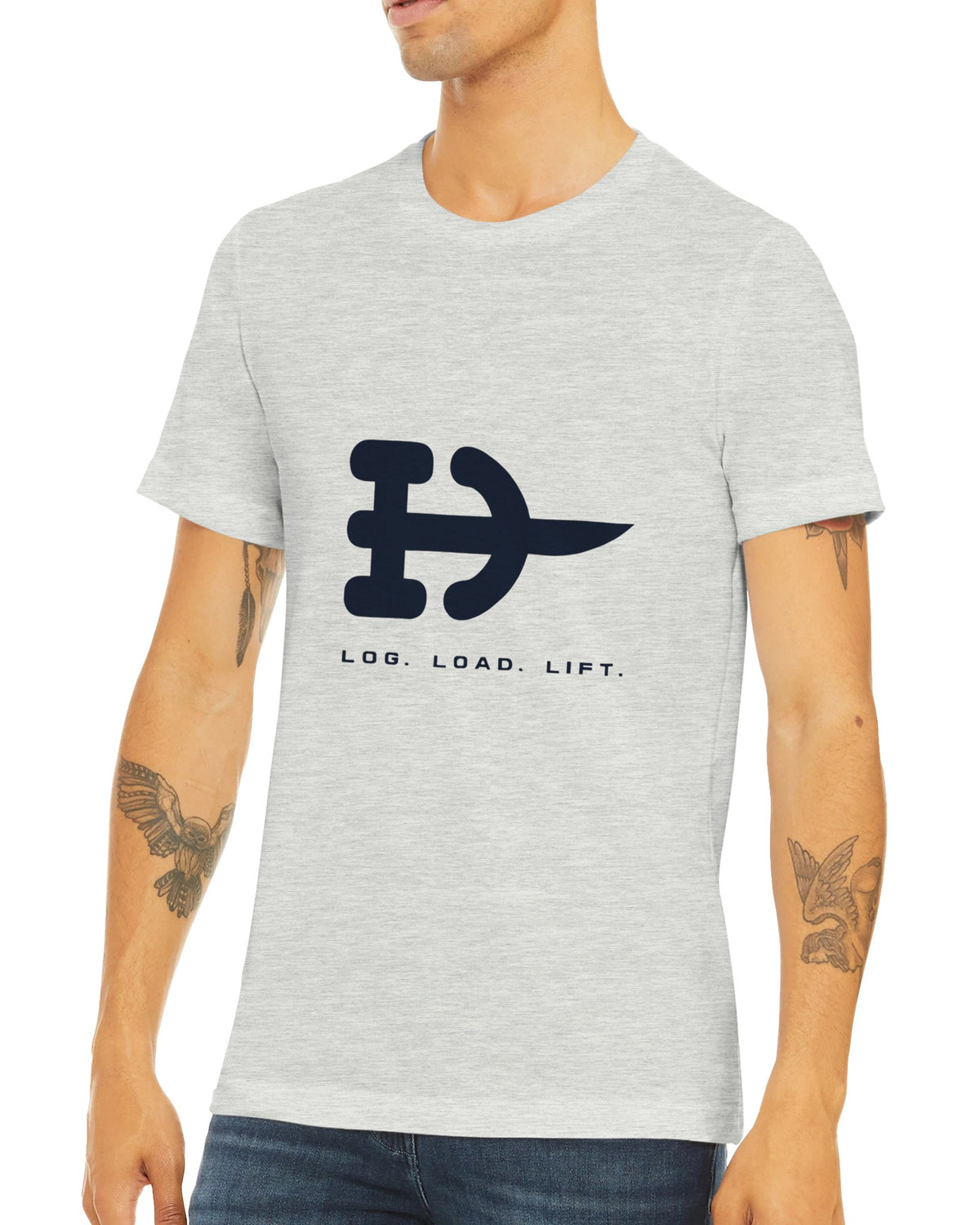 Log. Load. Lift. Tee | Dumbbells & Hotels - Log. Load. Lift. design, tee close-up