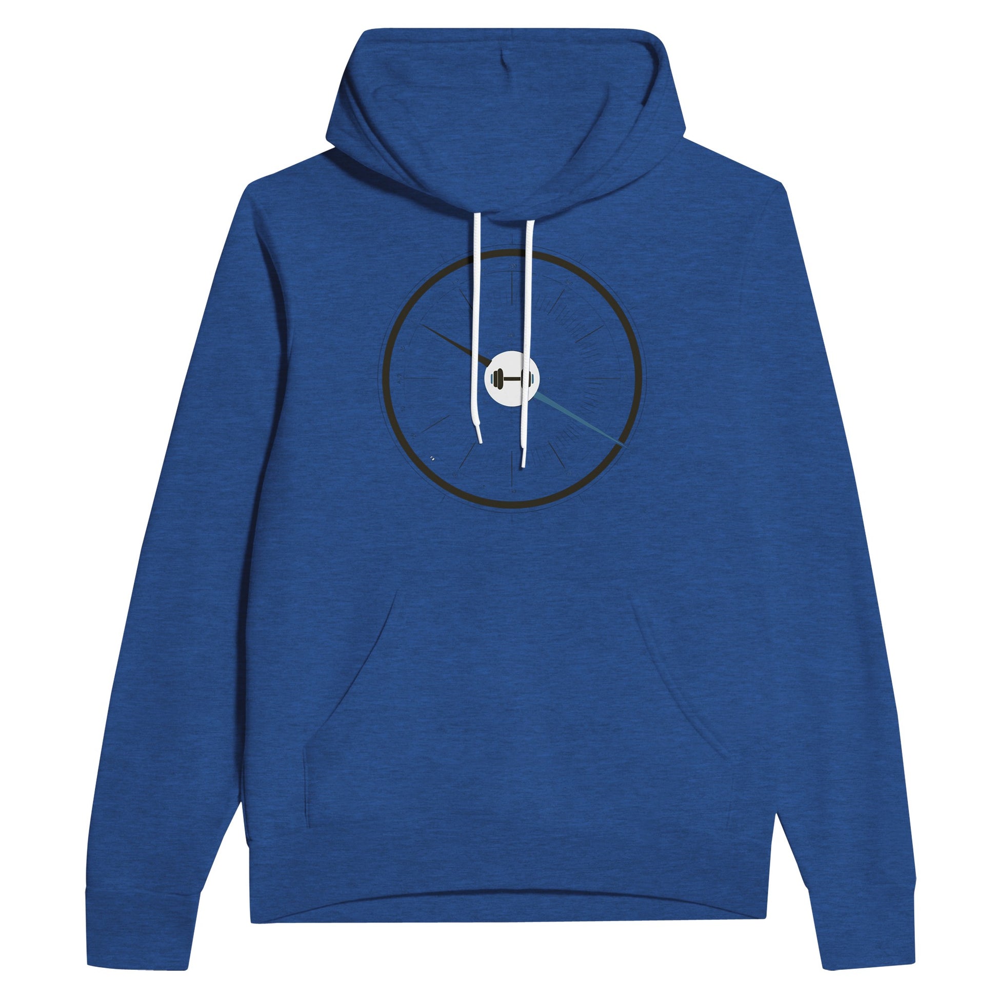 Flight crew member wearing the Bedside Manner Barbell Manner hoodie between flights