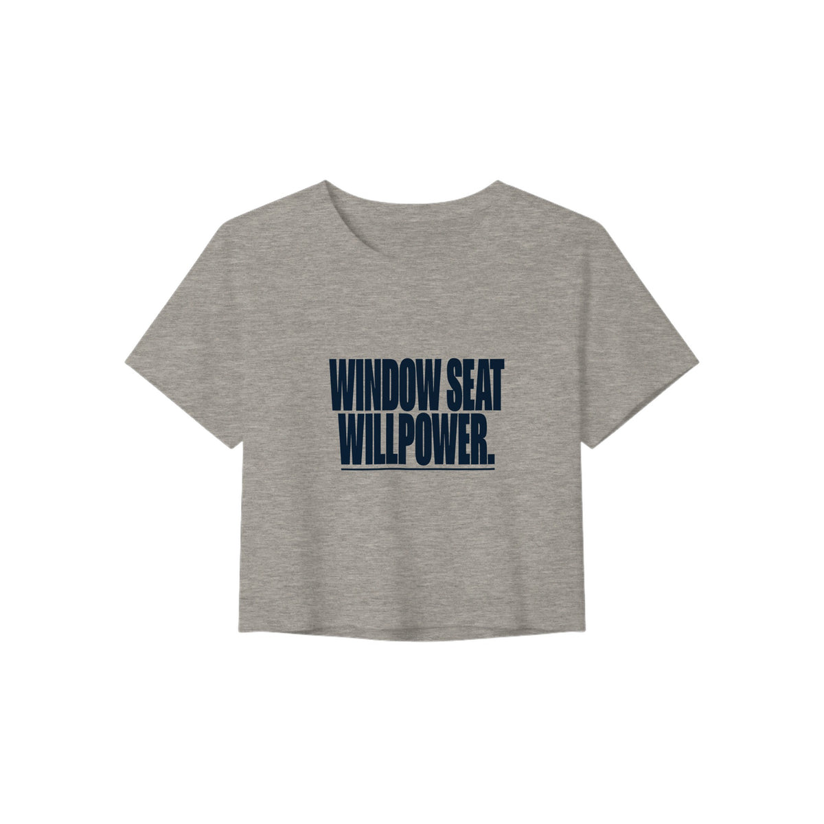 Window Seat Willpower Crop Tee | Dumbbells & Hotels - Window Seat Willpower. design, crop tee product photo