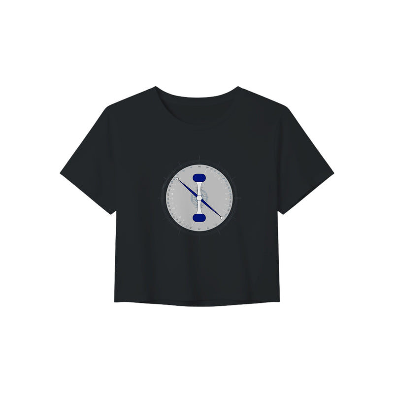 Taxi. Takeoff. Train. Crop Tee | Dumbbells & Hotels - Taxi. Takeoff. Train. design, crop tee product photo