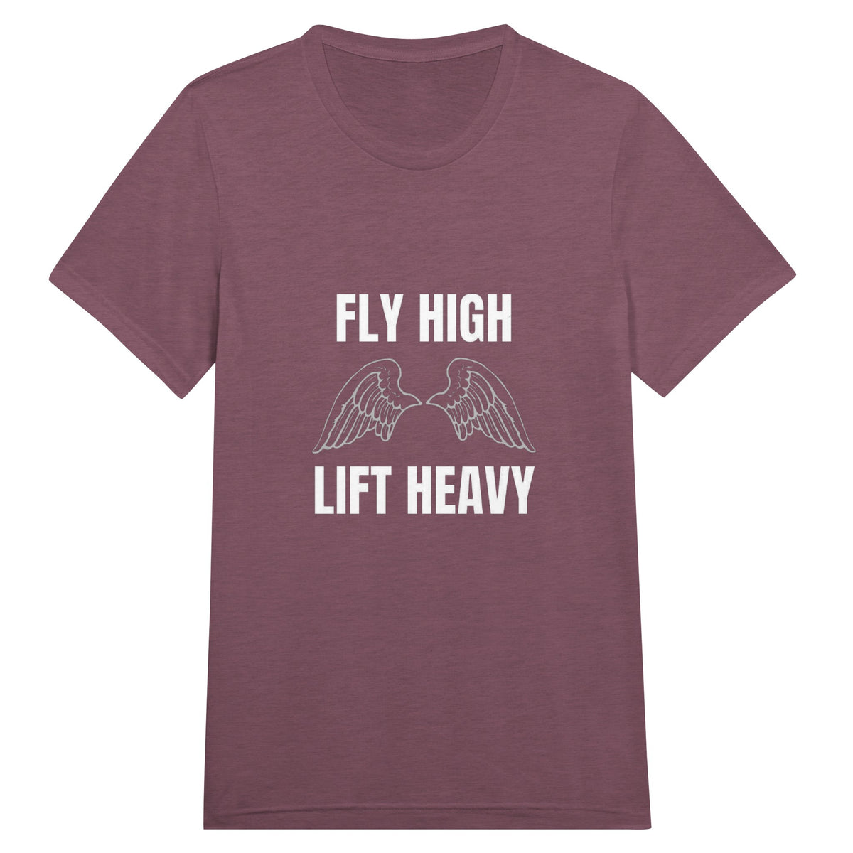 Fly High, Lift Heavy Wingspan Travel Tee in Maroon Triblend — pilot-designed travel tee by Dumbbells & Hotels