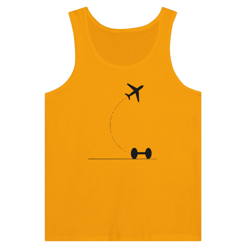 Gold Hotel Key, Fitness Key travel tank, flight-path dumbbell design