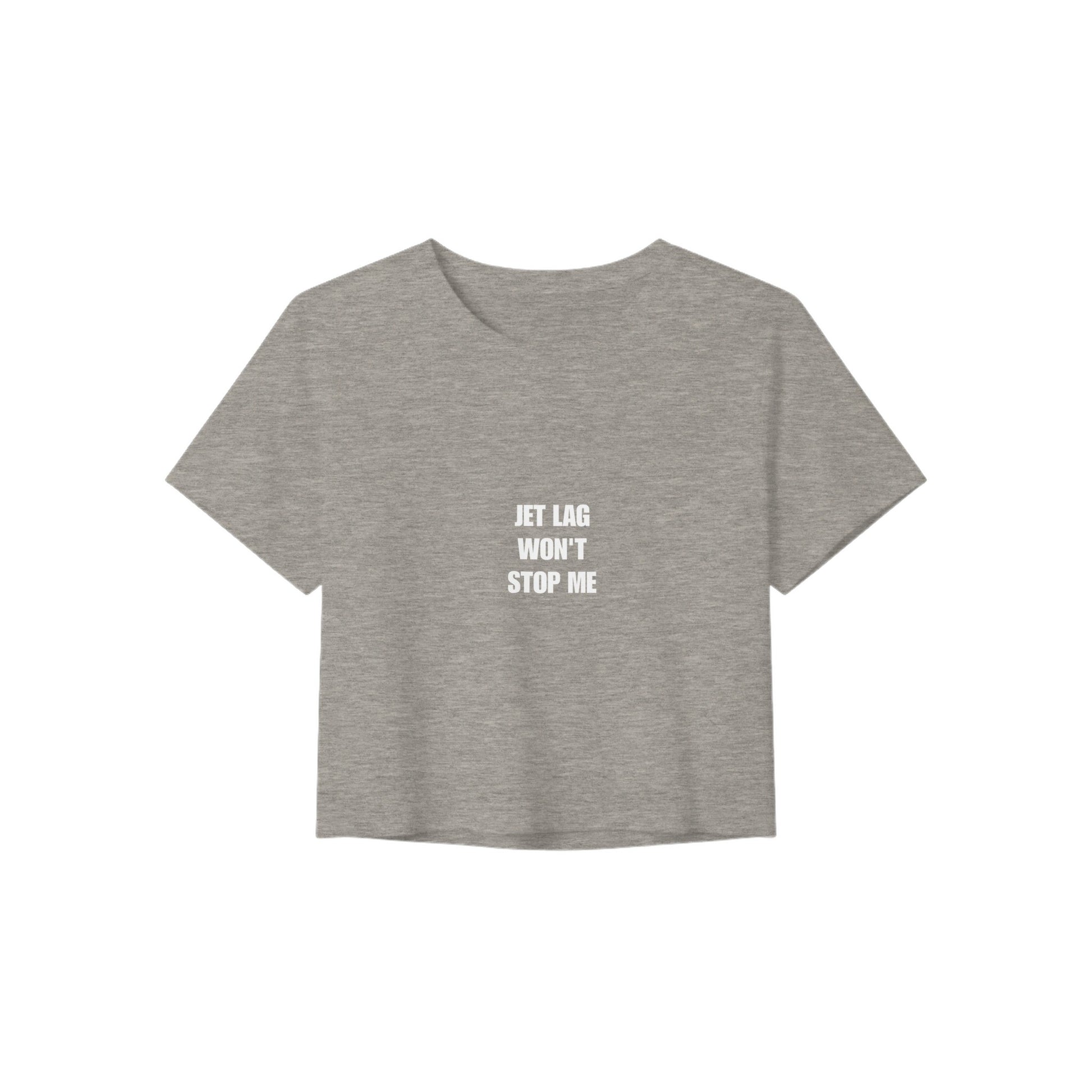 Jet Lag Won't Stop Me crop tee, Dumbbells & Hotels layover crop tee