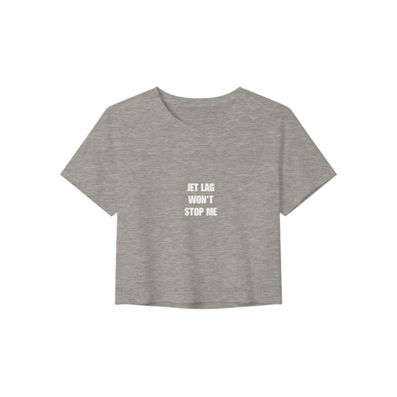 Jet Lag Won't Stop Me crop tee, Dumbbells & Hotels layover crop tee
