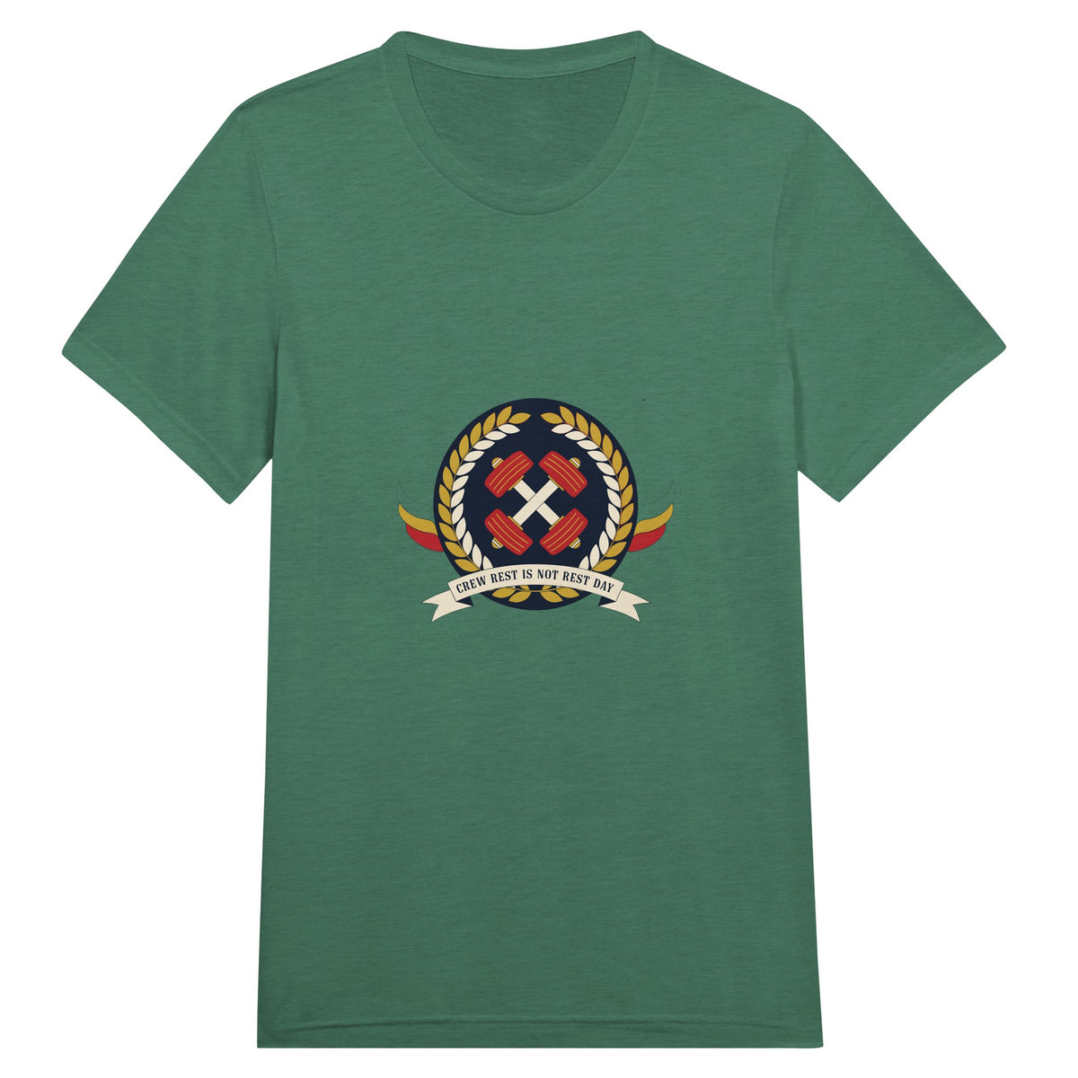 Crew Rest Is Not Rest Day. Tee | Dumbbells & Hotels - Crew Rest Is Not Rest Day. design, tee product photo