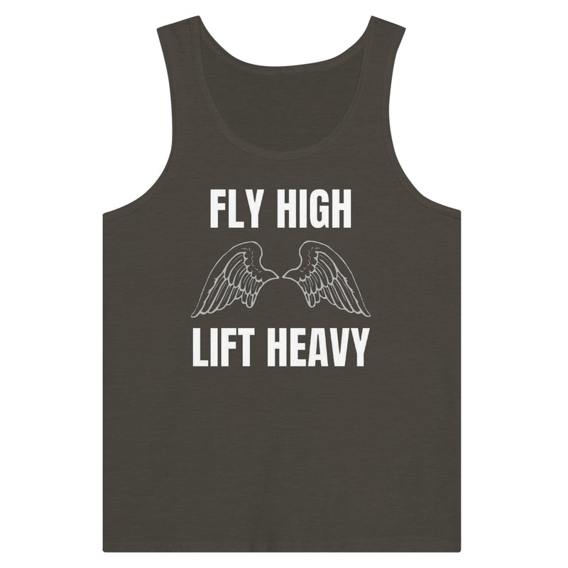 premium travel tank with white Fly High Lift Heavy wingspan print, product view 7