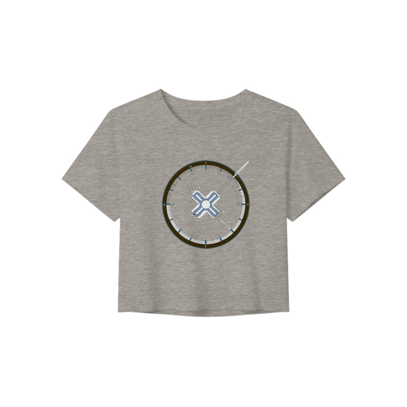 Flight-Tested Standard Crop Tee | Dumbbells & Hotels - Flight-Tested Standard design, crop tee product photo