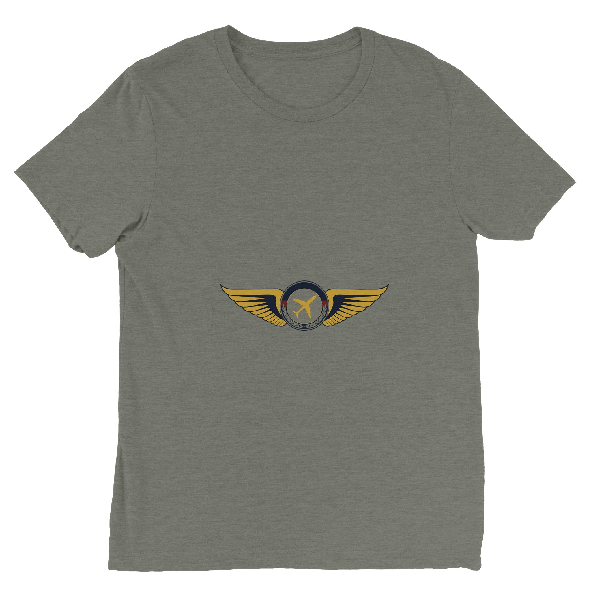 Aviator Wings flight-tested travel tee, front view 16 — Dumbbells & Hotels