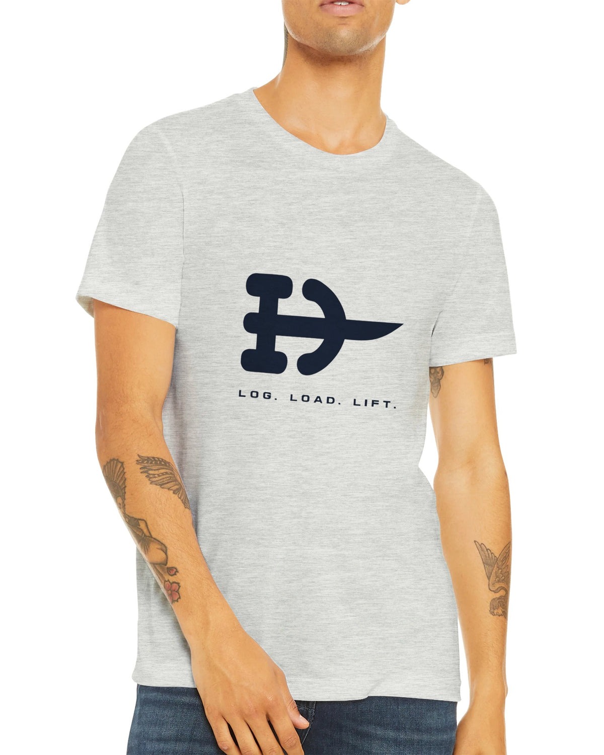 Log. Load. Lift. Tee | Dumbbells & Hotels - Log. Load. Lift. design, tee close-up