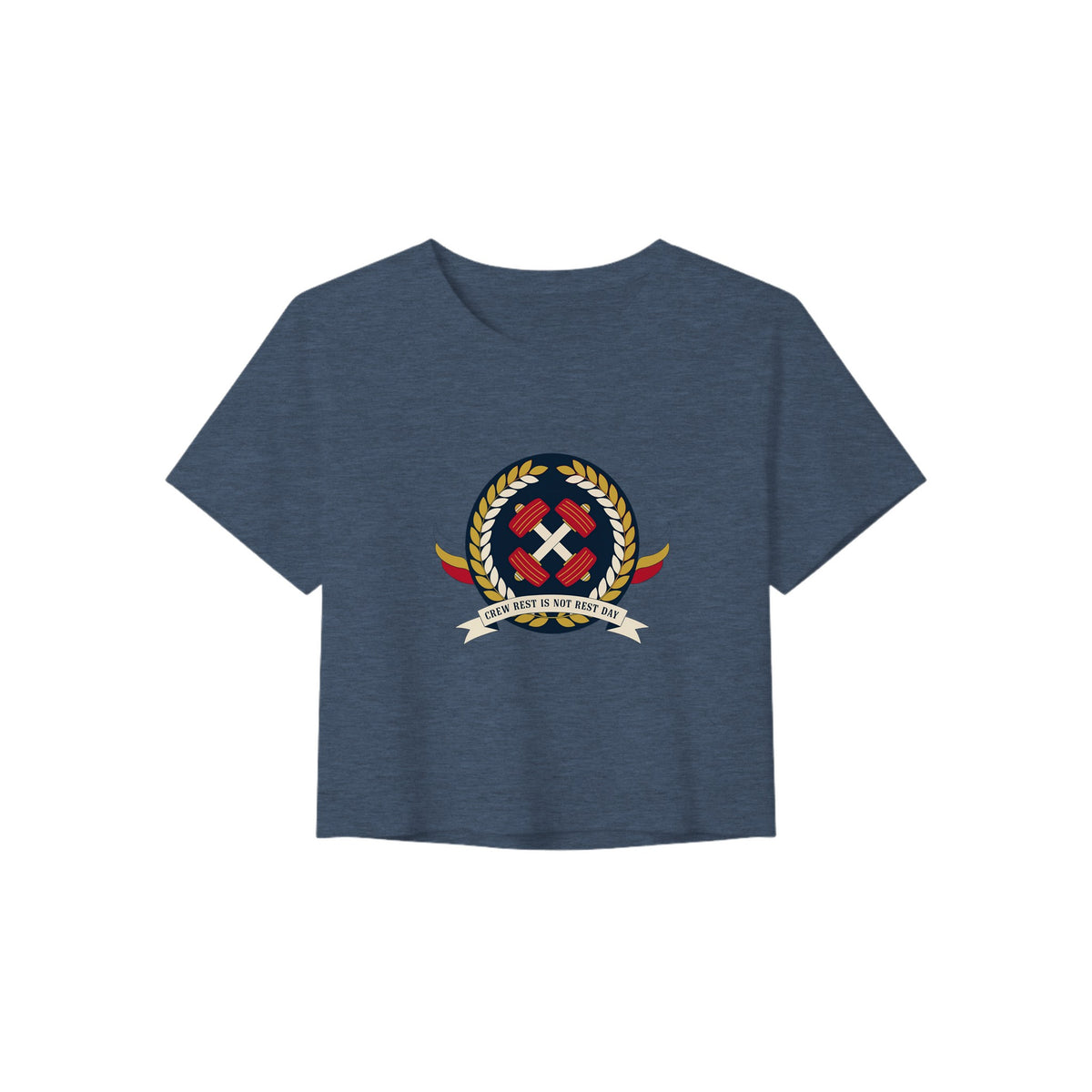 Crew Rest Is Not Rest Day. Crop Tee | Dumbbells & Hotels - Crew Rest Is Not Rest Day. design, crop tee product photo