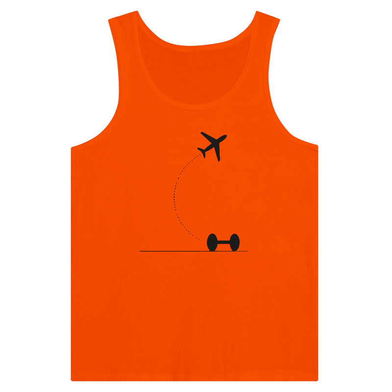 Orange Hotel Key, Fitness Key travel tank, flight-path dumbbell design