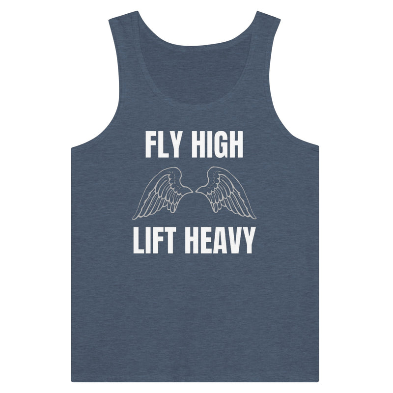 premium travel tank with white Fly High Lift Heavy wingspan print, product view 14