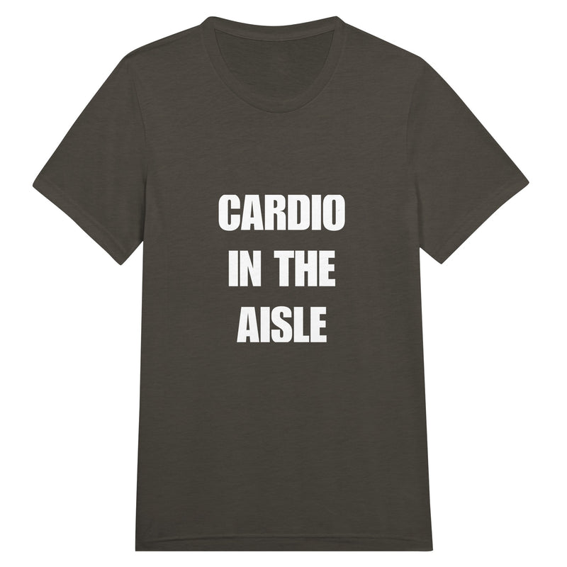 Cardio in the Aisle travel workout tee — road warrior training in the hotel gym | Dumbbells & Hotels