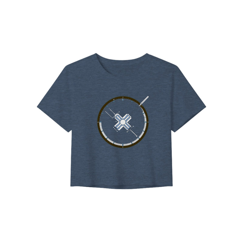 Flight-Tested Standard Crop Tee | Dumbbells & Hotels - Flight-Tested Standard design, crop tee product photo