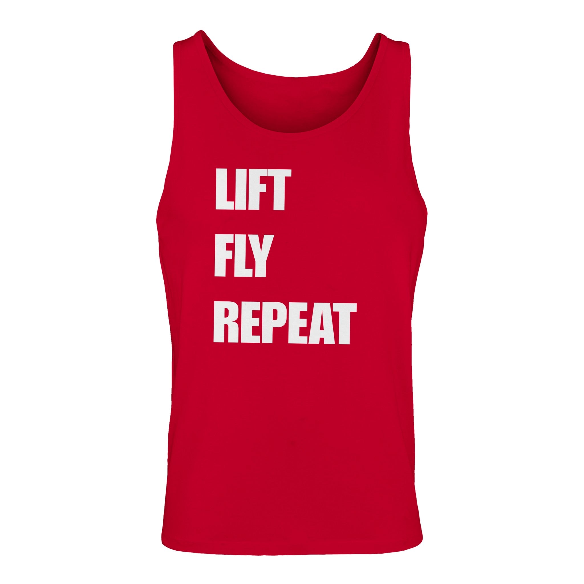 Dumbbells & Hotels unisex tank top with the Lift Fly Repeat graphic - product shot 15 of 18