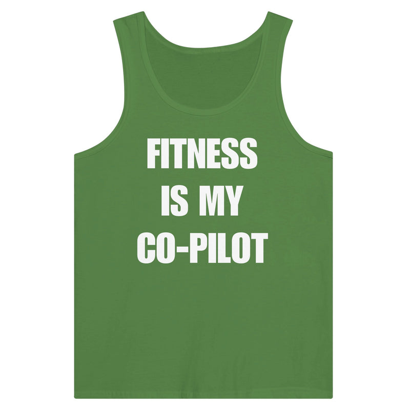 Fitness Is My Co-Pilot premium unisex tank in additional colorway — travel fitness tank, view 5