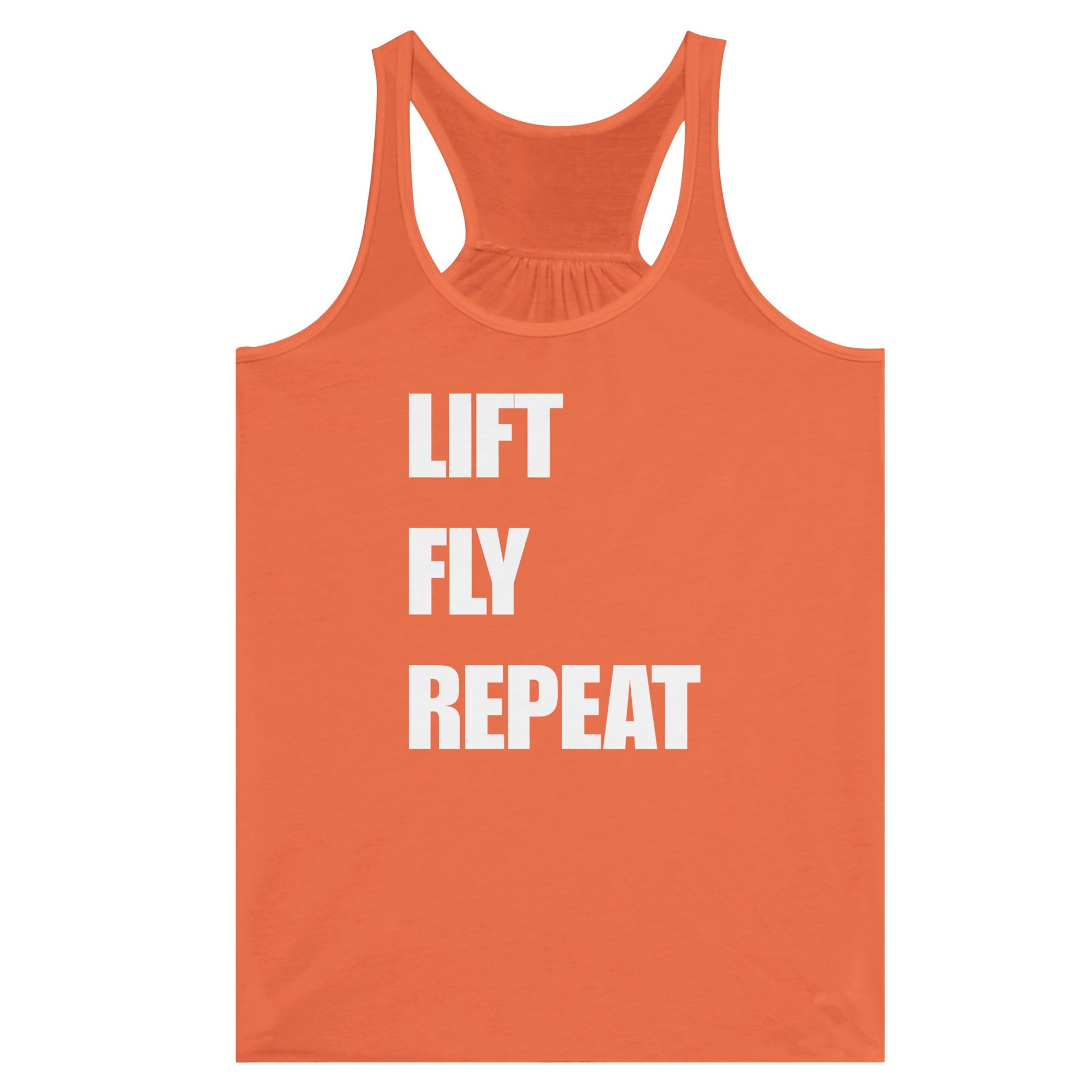 Dumbbells & Hotels women's flowy racerback tank with the Lift Fly Repeat graphic - product shot 2 of 13