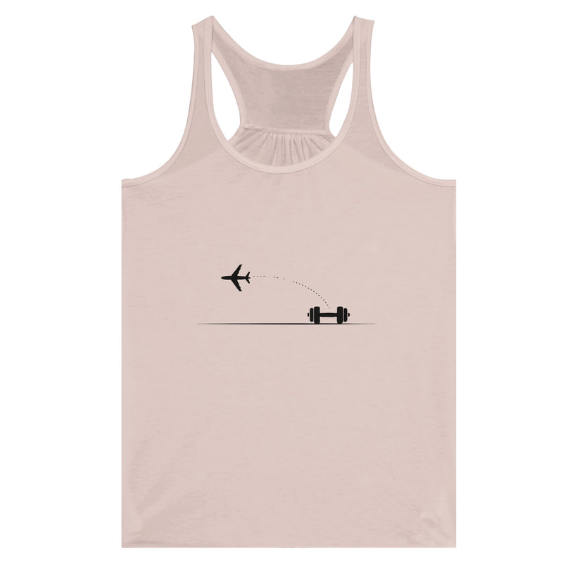 Land. Recover. Repeat. Racerback | Dumbbells & Hotels - Land. Recover. Repeat. design, racerback product photo