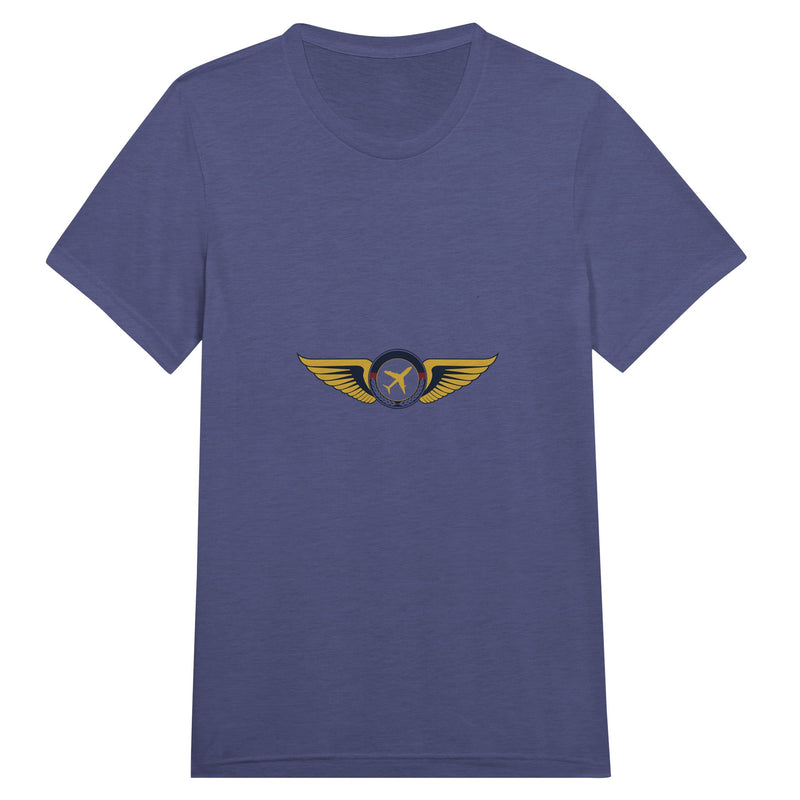 Aviator Wings flight-tested travel tee, flat lay 2 — Dumbbells & Hotels