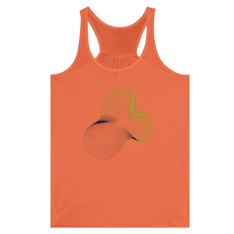 Carry-On Only. Excuses Left Behind. women's flowy racerback tank — lifestyle photo in a hotel gym