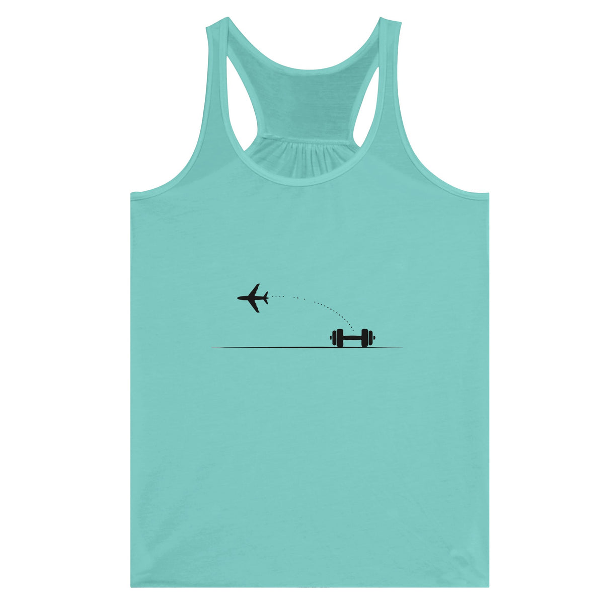 Land. Recover. Repeat. Racerback | Dumbbells & Hotels - Land. Recover. Repeat. design, racerback product photo