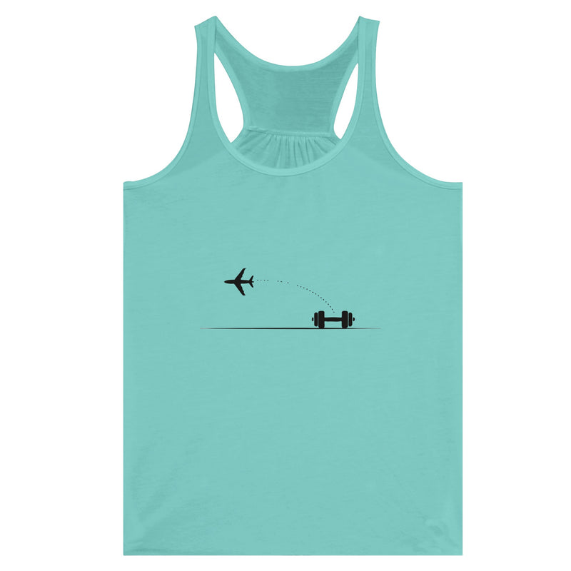 Land. Recover. Repeat. Racerback | Dumbbells & Hotels - Land. Recover. Repeat. design, racerback product photo