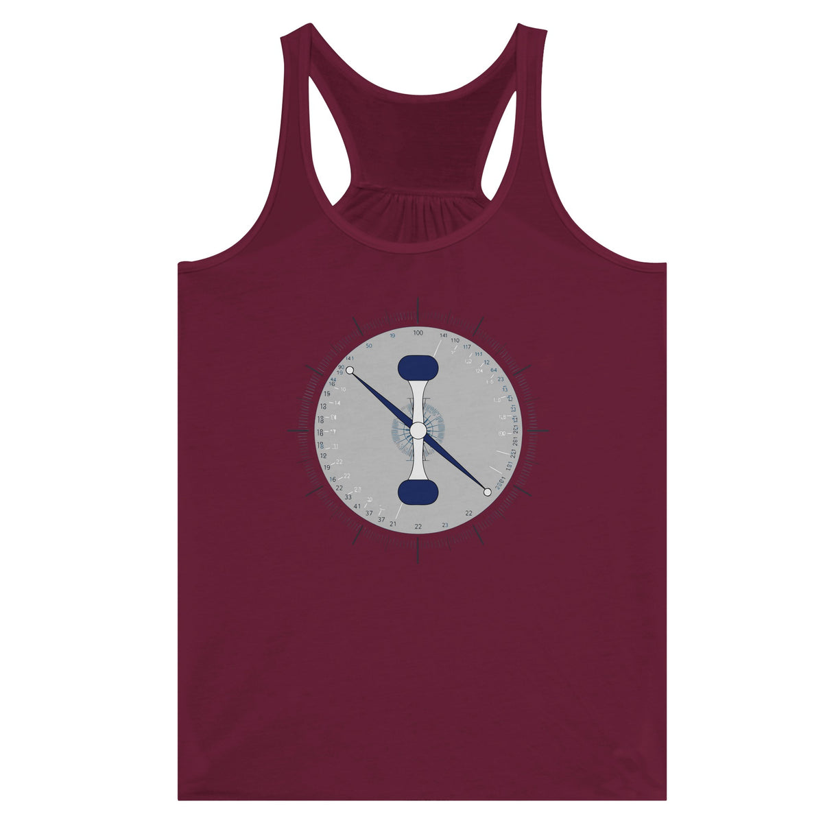 Taxi. Takeoff. Train. Racerback | Dumbbells & Hotels - Taxi. Takeoff. Train. design, racerback product photo